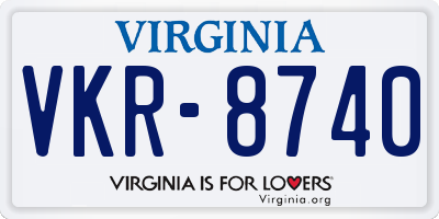 VA license plate VKR8740