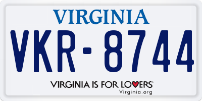 VA license plate VKR8744
