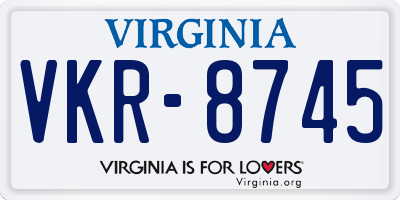 VA license plate VKR8745