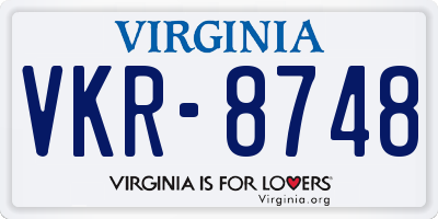 VA license plate VKR8748