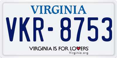 VA license plate VKR8753