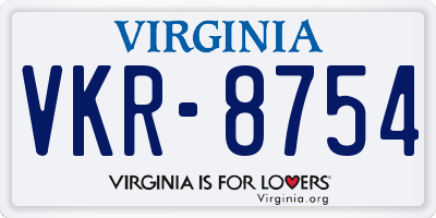 VA license plate VKR8754