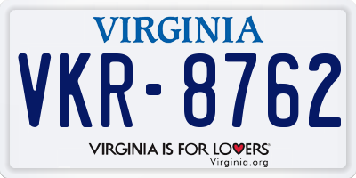 VA license plate VKR8762