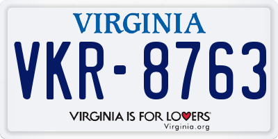 VA license plate VKR8763