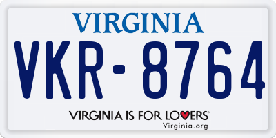 VA license plate VKR8764