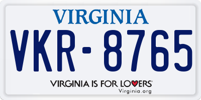 VA license plate VKR8765