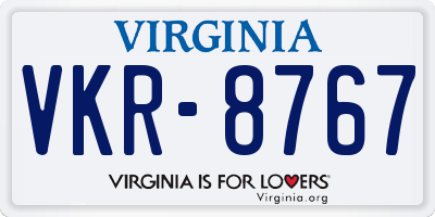 VA license plate VKR8767