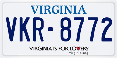 VA license plate VKR8772