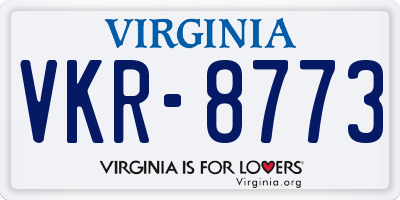 VA license plate VKR8773