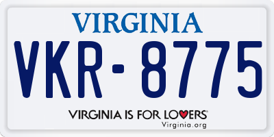 VA license plate VKR8775
