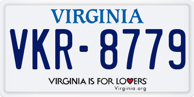 VA license plate VKR8779