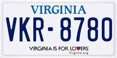 VA license plate VKR8780