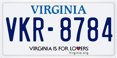 VA license plate VKR8784