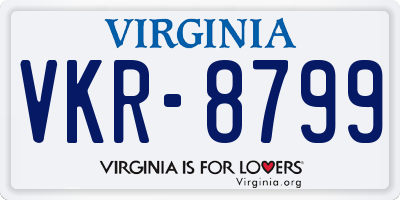 VA license plate VKR8799