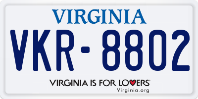 VA license plate VKR8802