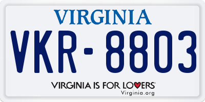 VA license plate VKR8803