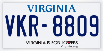 VA license plate VKR8809