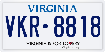 VA license plate VKR8818