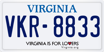 VA license plate VKR8833