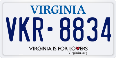 VA license plate VKR8834