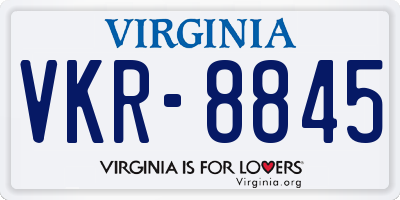 VA license plate VKR8845