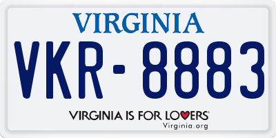 VA license plate VKR8883
