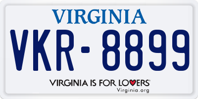 VA license plate VKR8899