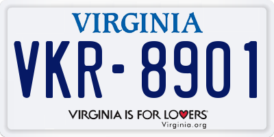 VA license plate VKR8901