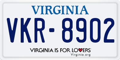 VA license plate VKR8902