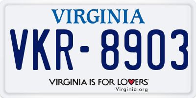 VA license plate VKR8903