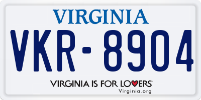 VA license plate VKR8904