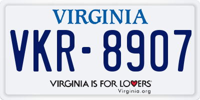 VA license plate VKR8907