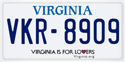 VA license plate VKR8909