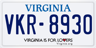 VA license plate VKR8930