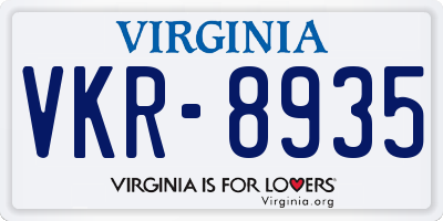 VA license plate VKR8935