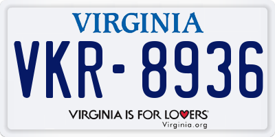 VA license plate VKR8936