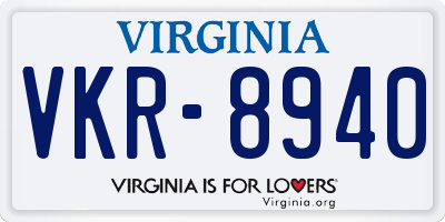 VA license plate VKR8940