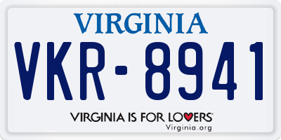 VA license plate VKR8941