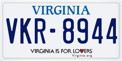 VA license plate VKR8944