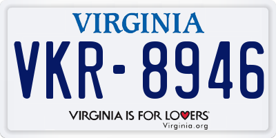 VA license plate VKR8946
