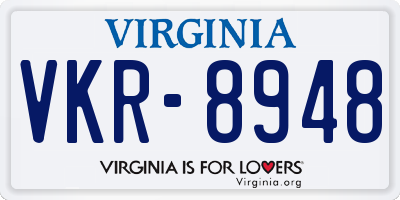 VA license plate VKR8948