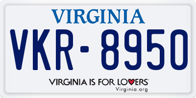 VA license plate VKR8950