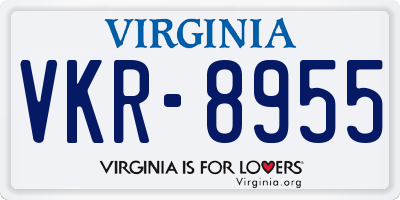 VA license plate VKR8955
