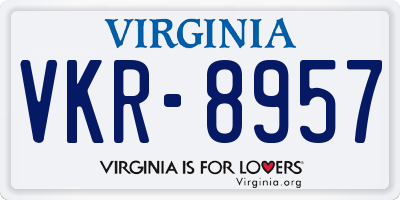 VA license plate VKR8957