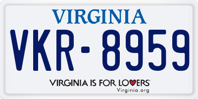 VA license plate VKR8959
