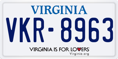 VA license plate VKR8963