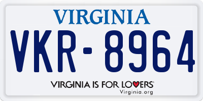 VA license plate VKR8964
