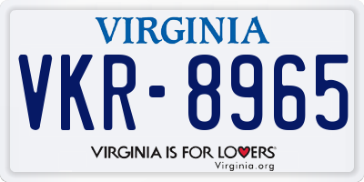 VA license plate VKR8965