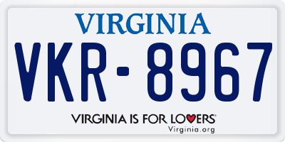 VA license plate VKR8967