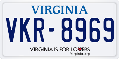 VA license plate VKR8969
